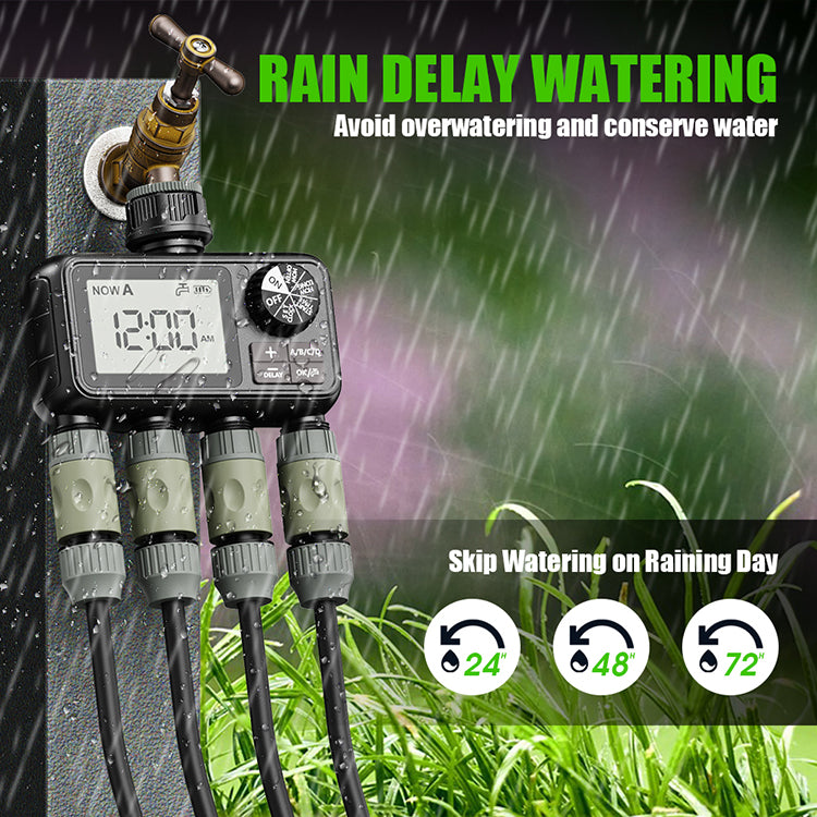 Egardenkart Garden Water Timer 4 Outlet | Smart Irrigation Automatic Watering System