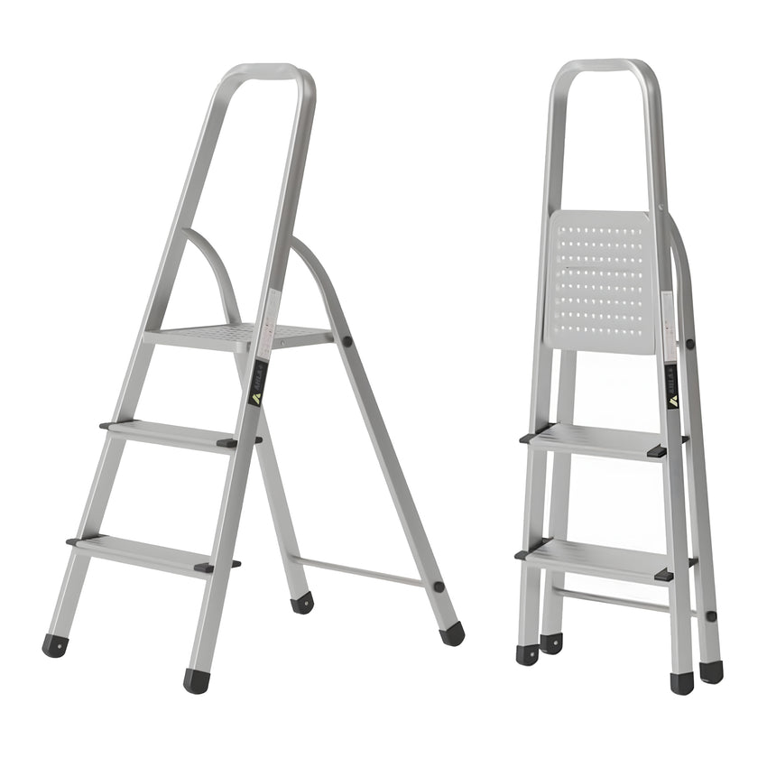 Ahla+® Aluminium Step Ladder for Home - Anti-Slip Foldable Ladder for Home, Kitchen, Garden, Office | Lightweight, Portable Folding Ladder with Grip