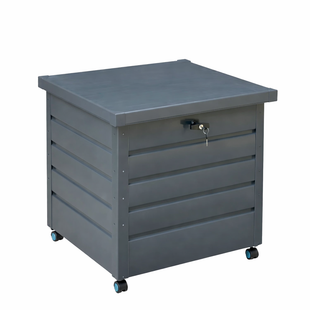 Egardenkart Metal Outdoor Storage Box Lockable | With Wheels Hydraulic Lid | Dark Grey