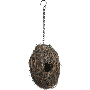 Egardenkart Handcrafted Hanging Wicker Bird Nest Shelter with Chain Hook