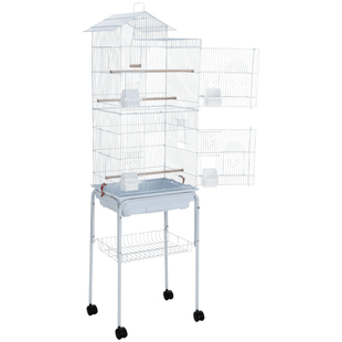 Roof Top Large Bird cage with Rolling Stand for Cockatiel Sun Conure Parakeet