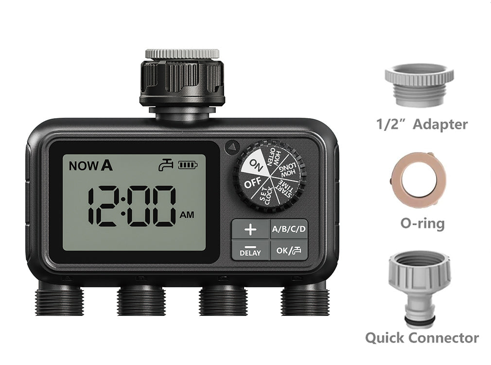 Egardenkart Garden Water Timer 4 Outlet | Smart Irrigation Automatic Watering System