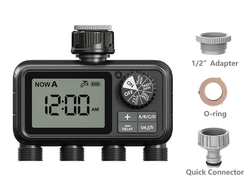 Egardenkart Garden Water Timer 4 Outlet | Smart Irrigation Automatic Watering System