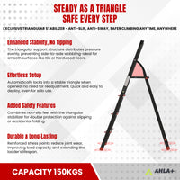 Ahla+® Aluminium Step Ladder for Home - Anti-Slip Foldable Ladder for Home, Kitchen, Garden, Office | Lightweight, Portable Folding Ladder with Grip