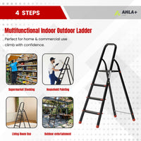 Ahla+® Aluminium Step Ladder for Home - Anti-Slip Foldable Ladder for Home, Kitchen, Garden, Office | Lightweight, Portable Folding Ladder with Grip