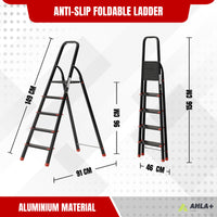 Ahla+® Aluminium Step Ladder for Home - Anti-Slip Foldable Ladder for Home, Kitchen, Garden, Office | Lightweight, Portable Folding Ladder with Grip