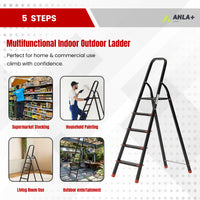 Ahla+® Aluminium Step Ladder for Home - Anti-Slip Foldable Ladder for Home, Kitchen, Garden, Office | Lightweight, Portable Folding Ladder with Grip