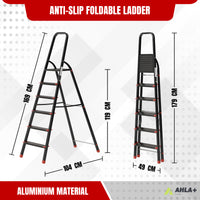 Ahla+® Aluminium Step Ladder for Home - Anti-Slip Foldable Ladder for Home, Kitchen, Garden, Office | Lightweight, Portable Folding Ladder with Grip