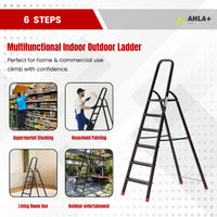 Ahla+® Aluminium Step Ladder for Home - Anti-Slip Foldable Ladder for Home, Kitchen, Garden, Office | Lightweight, Portable Folding Ladder with Grip