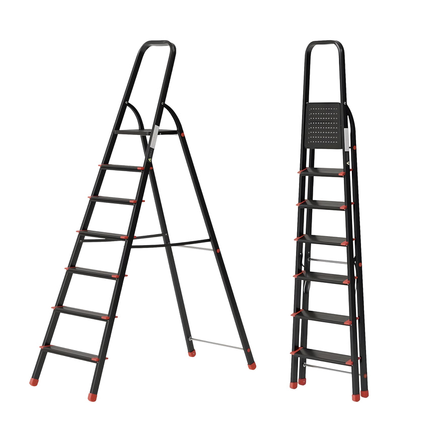 Ahla+® Aluminium Step Ladder for Home - Anti-Slip Foldable Ladder for Home, Kitchen, Garden, Office | Lightweight, Portable Folding Ladder with Grip