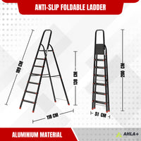 Ahla+® Aluminium Step Ladder for Home - Anti-Slip Foldable Ladder for Home, Kitchen, Garden, Office | Lightweight, Portable Folding Ladder with Grip