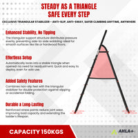 Ahla+® Aluminium Step Ladder for Home - Anti-Slip Foldable Ladder for Home, Kitchen, Garden, Office | Lightweight, Portable Folding Ladder with Grip