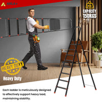 Ahla+® Aluminium Step Ladder for Home - Anti-Slip Foldable Ladder for Home, Kitchen, Garden, Office | Lightweight, Portable Folding Ladder with Grip