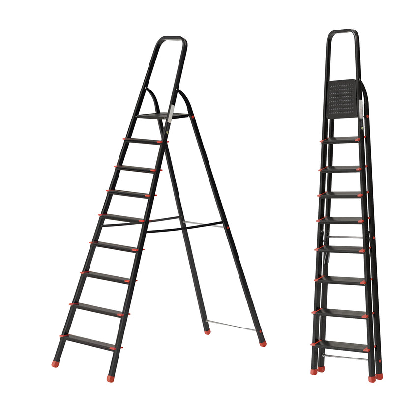 Ahla+® Aluminium Step Ladder for Home - Anti-Slip Foldable Ladder for Home, Kitchen, Garden, Office | Lightweight, Portable Folding Ladder with Grip