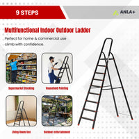 Ahla+® Aluminium Step Ladder for Home - Anti-Slip Foldable Ladder for Home, Kitchen, Garden, Office | Lightweight, Portable Folding Ladder with Grip