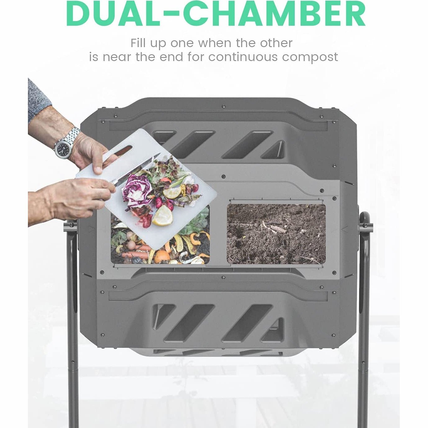 Compost Bin Dual Rotating Outdoor Composting Tumblers 160ltr