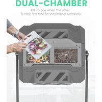 Compost Bin Dual Rotating Outdoor Composting Tumblers 160ltr