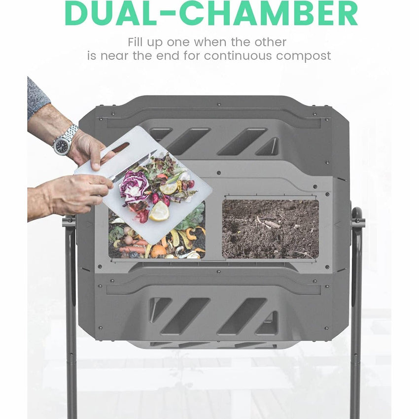 Compost Bin Dual Rotating Outdoor Composting Tumblers 160ltr