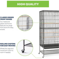 Large Bird Cage Flight Cage Wrought Iron for Cockatiels African Grey Quaker Amazon Sun Parakeets Green Cheek Conures Bird Cage.