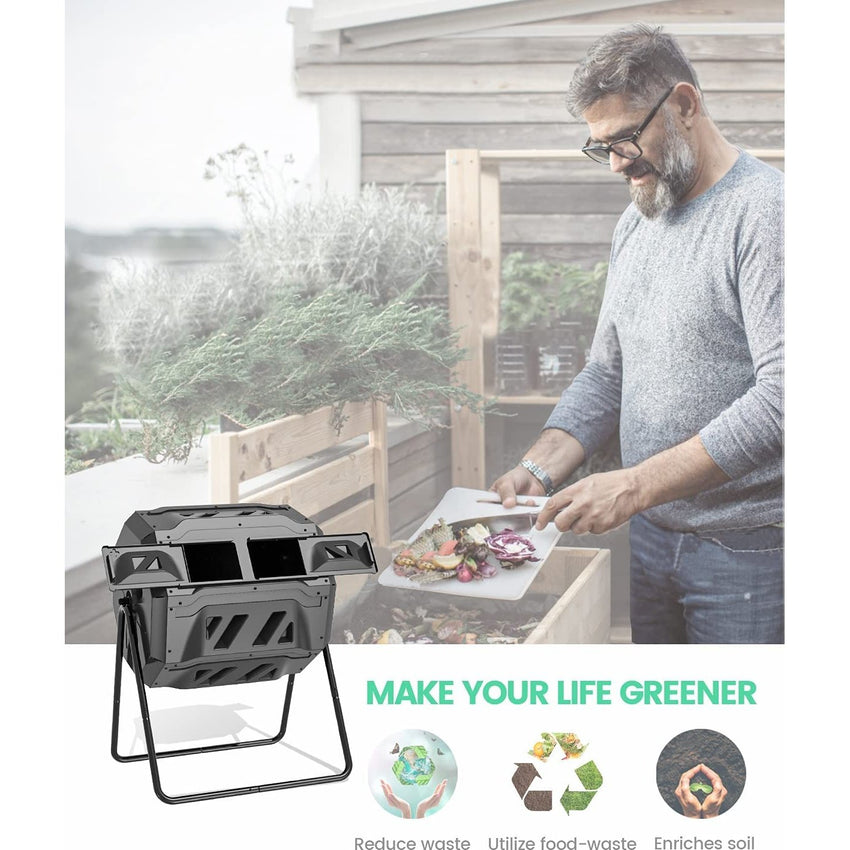 Compost Bin Dual Rotating Outdoor Composting Tumblers 160ltr